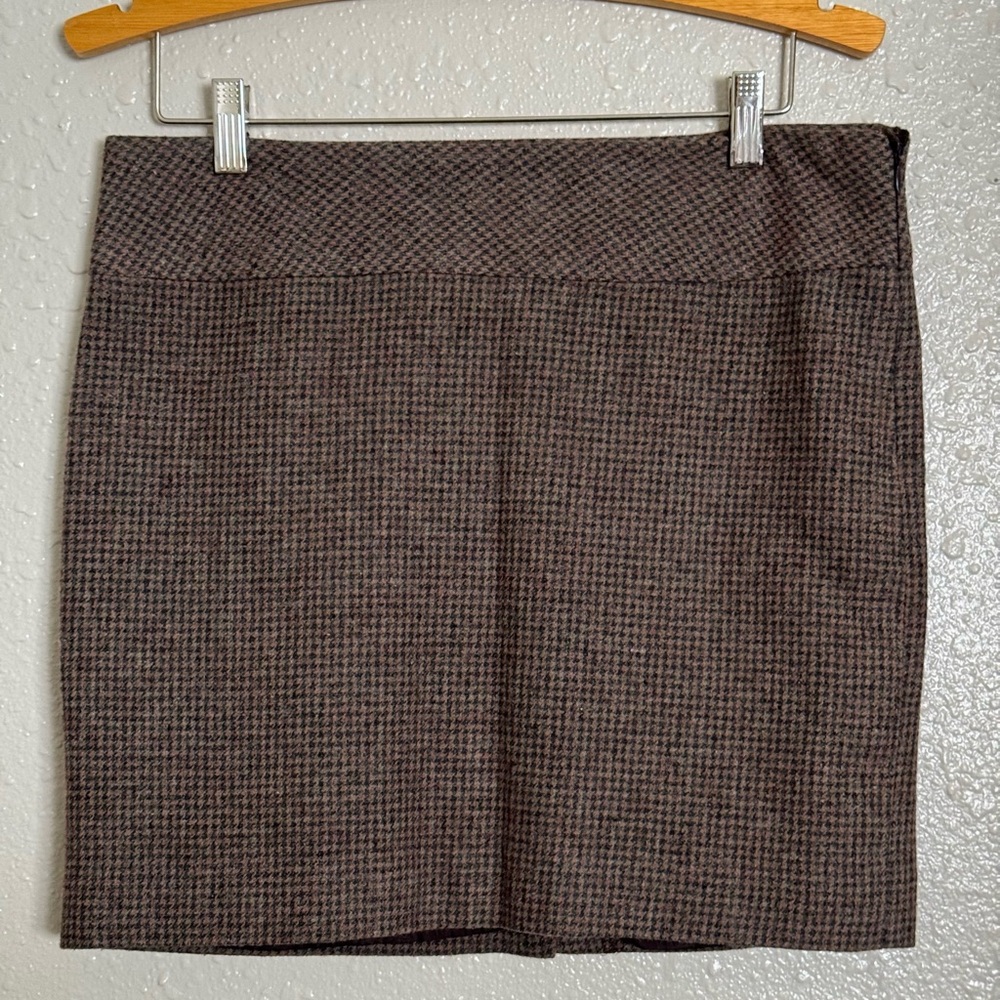 Vtg. The Limited Wool Brown Houndstooth Mini Skirt Sz. 6 Academia Preppy Goth
